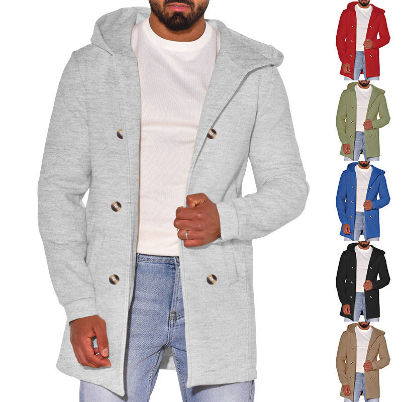 Gabardina de Lana Delgada con Capucha para Hombre – Estilo Versátil para Toda la Temporada