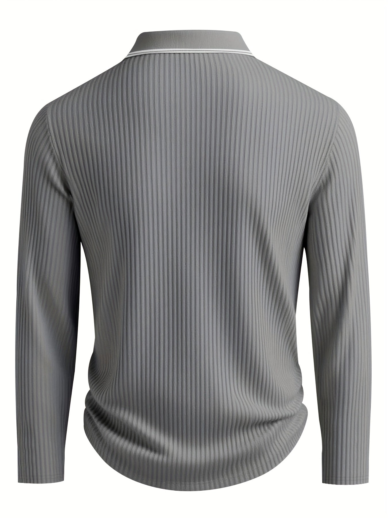 Men’s Stripe Polo Shirt – Relaxed Fit Long Sleeve Casual Top