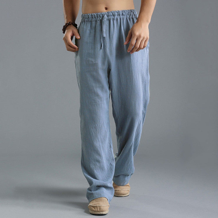 Pantalon en lin respirant pour homme – Pantalon de sport décontracté coupe ample