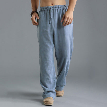 Pantalon en lin respirant pour homme – Pantalon de sport décontracté coupe ample