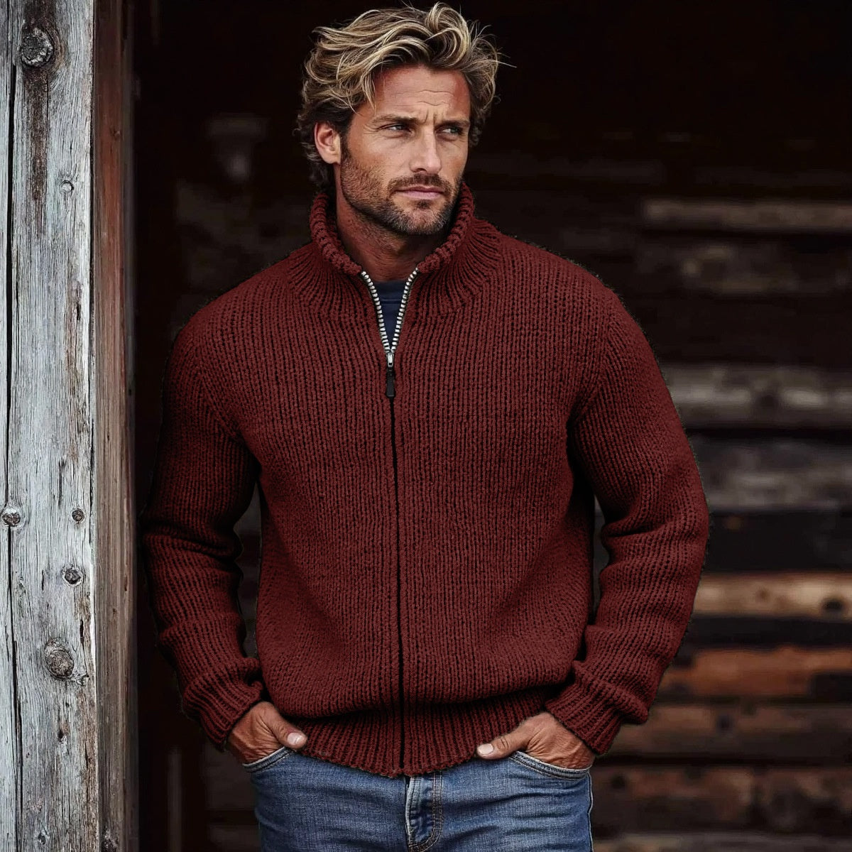 Men’s 3D Print Zip-Up Jacket – Long Sleeve Casual Cardigan
