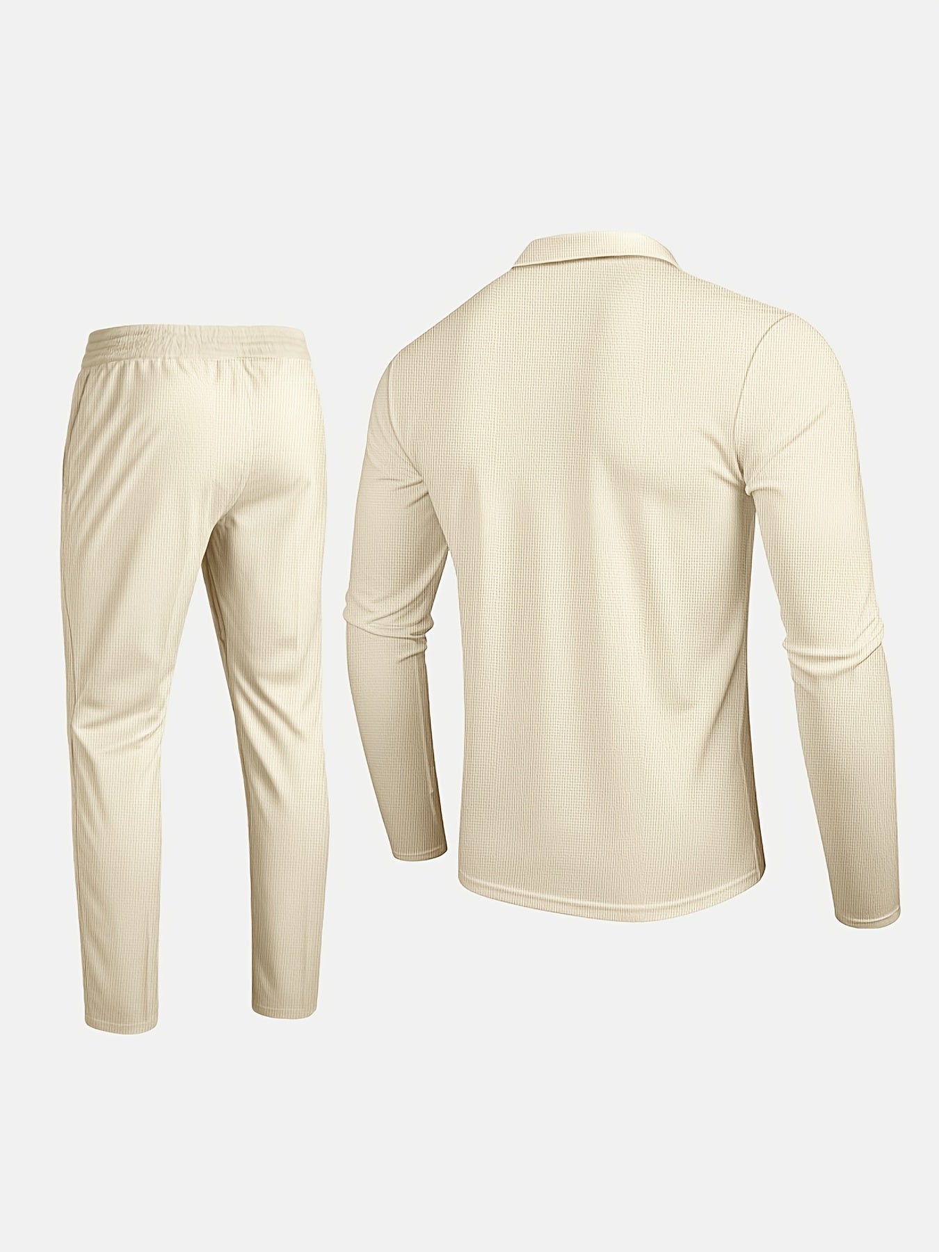 Men’s Lightweight Casual Suit Set – Half-Zip Lapel Top & Pants