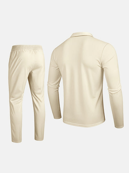 Men’s Lightweight Casual Suit Set – Half-Zip Lapel Top & Pants