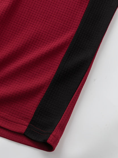 Men’s Waffle Henley Shirt – White & Black All-Season Button Top