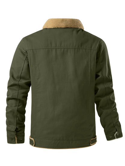 Chaqueta de trabajo para hombre con forro polar - Abrigo con cuello de borreguillo