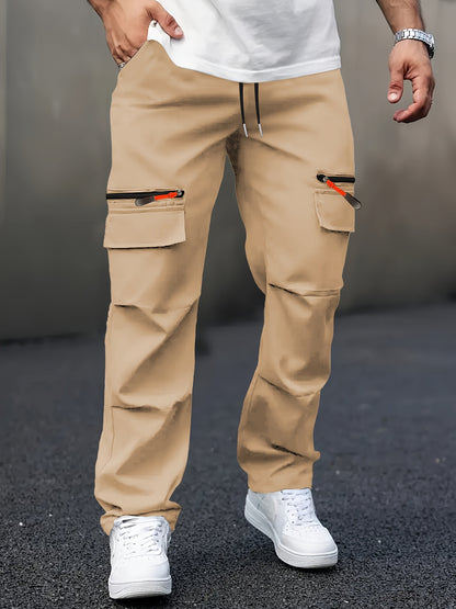 Men’s Cargo Pants – Loose Straight-Leg Multi-Pocket Street Trousers