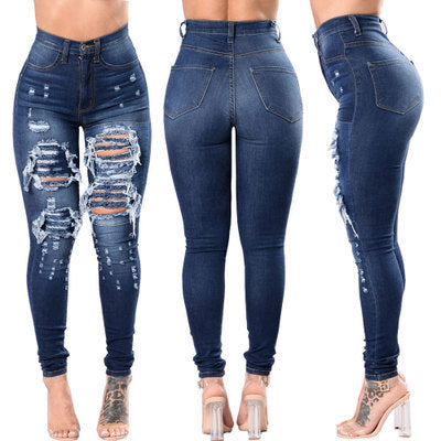Loom & Soul™ Women’s Ripped Jeans – High-Waist Distressed Denim for Effortless Street Style