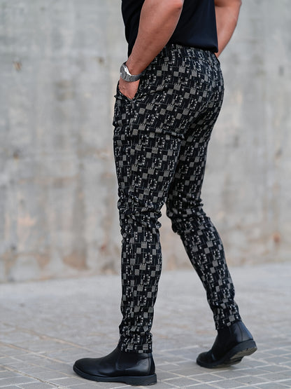 Men’s Slim-Fit Plaid Suit Pants – Tailored Stretch Dress Trousers