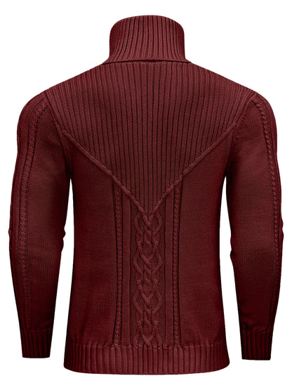 Suéter de cuello alto trenzado vintage para hombre – Jersey de punto clásico