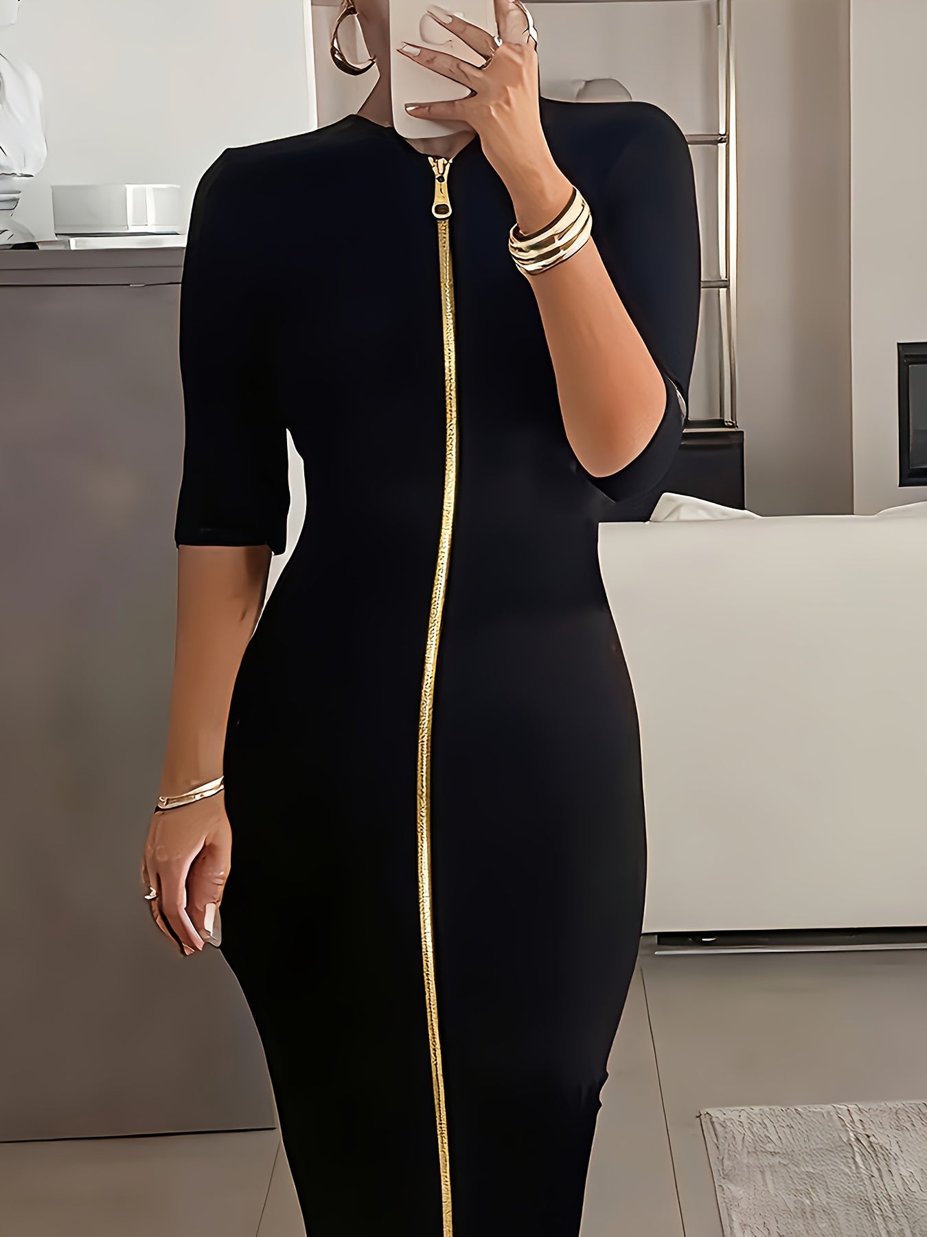 Boat Neck Bodycon Midi Dress – Elegant Slim Fit Short Sleeve Dress