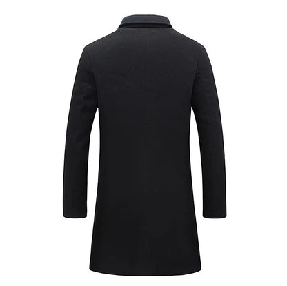 Loom & Soul™ Men’s Winter Wool Trench Coat – Classic Lapel Single-Breasted Long Jacket