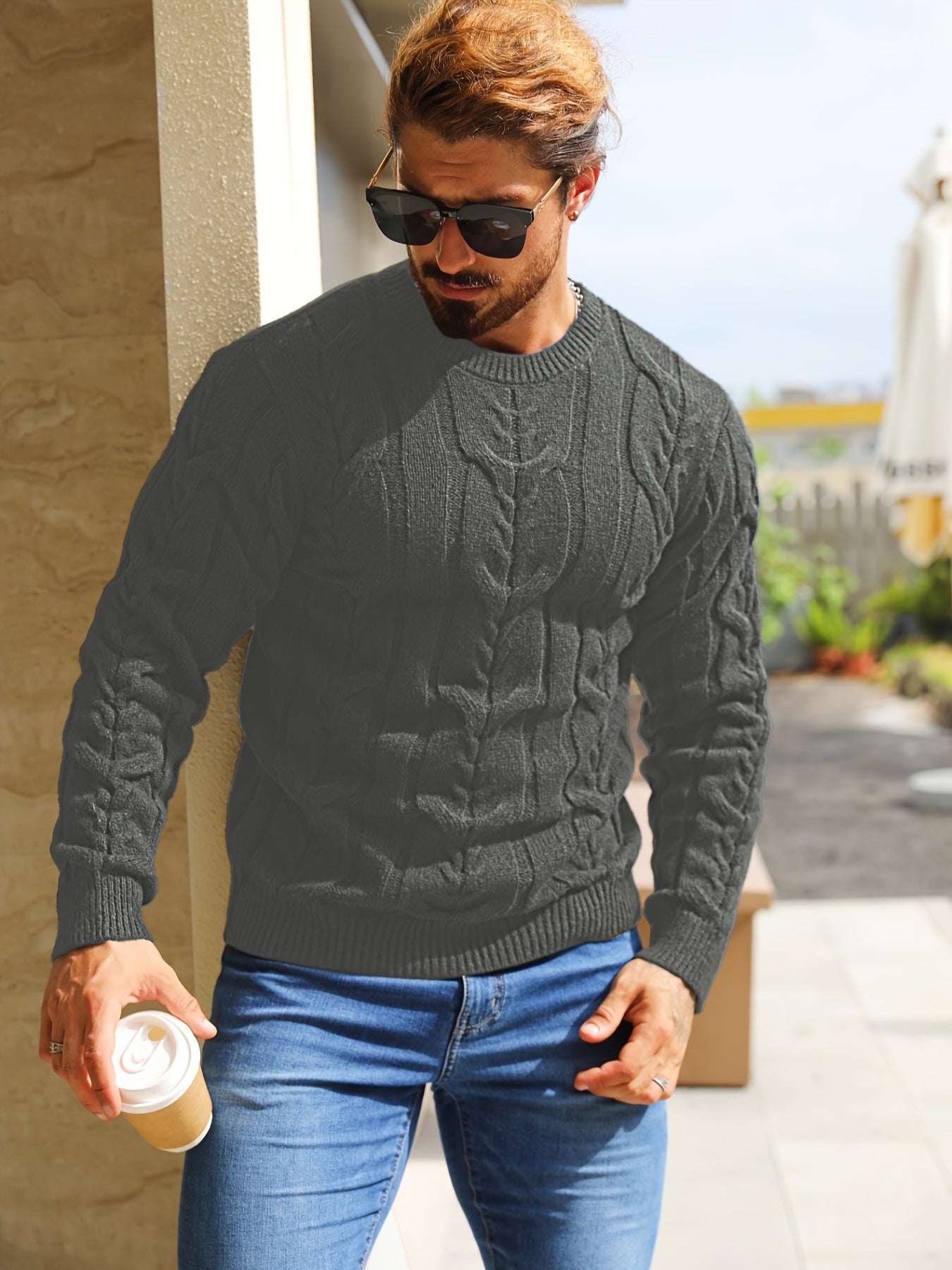 Men’s Striped Knit Sweater – Soft Crewneck Ribbed Trim Pullover