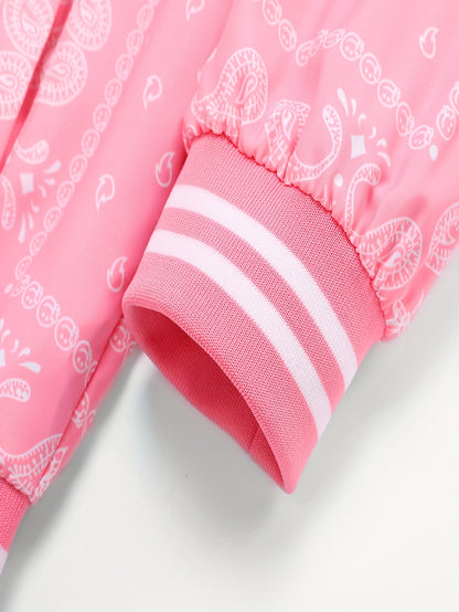 Men’s Paisley Bomber Jacket – Vintage Stand Collar Casual Outerwear