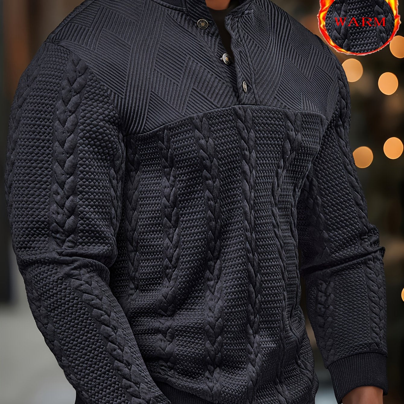 Men’s Casual Henley Shirt – Soft Stretch Long Sleeve Button Top