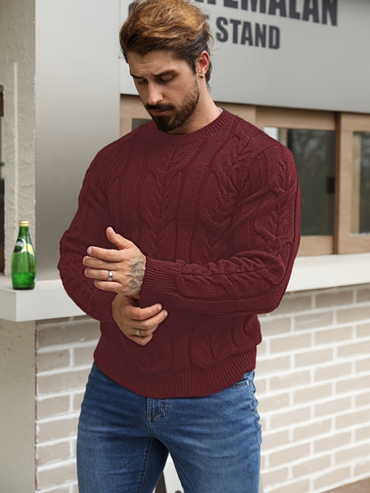 Men’s Striped Knit Sweater – Soft Crewneck Ribbed Trim Pullover