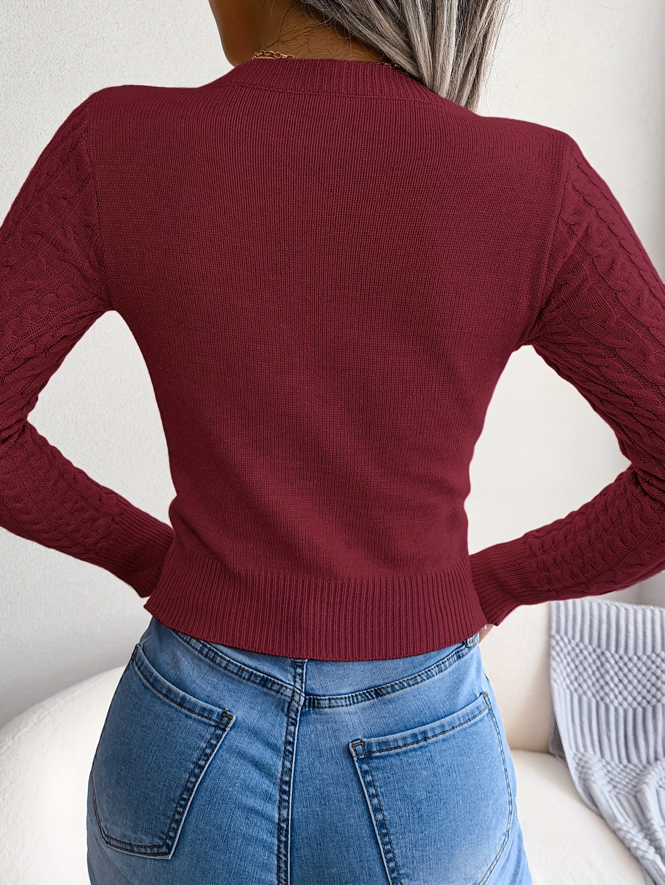 Women’s Hollow-Out Knit Sweater – Sexy Slim-Fit Pullover Top