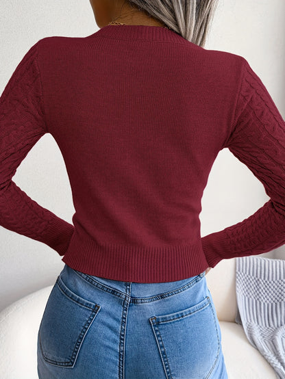Women’s Hollow-Out Knit Sweater – Sexy Slim-Fit Pullover Top