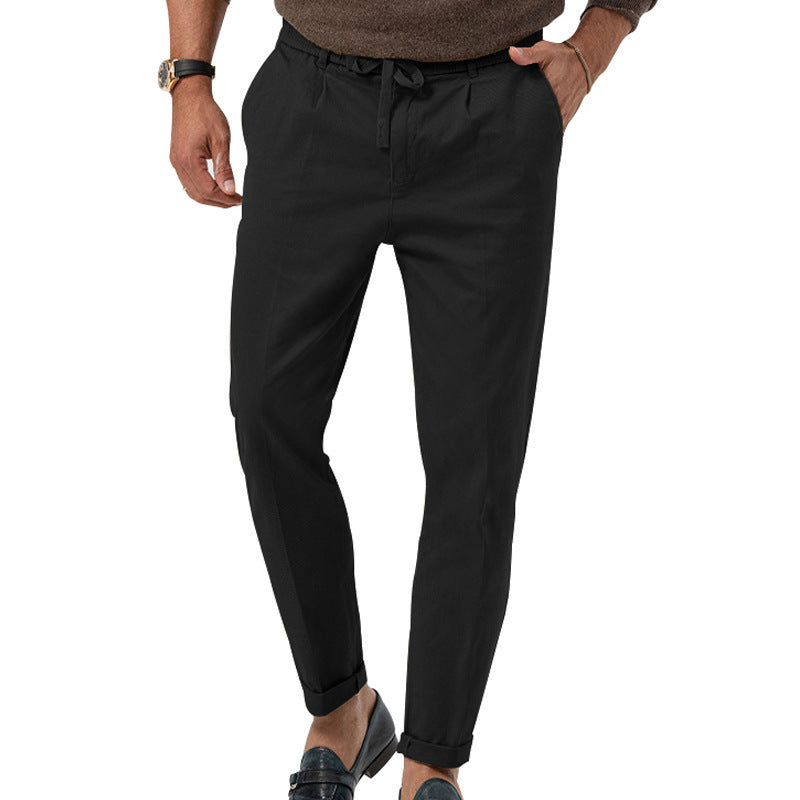 Loom & Soul™ Men’s Drawstring Business Pants – Straight-Leg Casual Trousers with Elastic Waist & Tailored Comfort