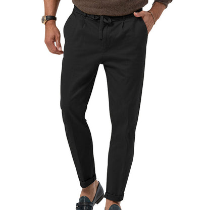 Loom & Soul™ Men’s Drawstring Business Pants – Straight-Leg Casual Trousers with Elastic Waist & Tailored Comfort