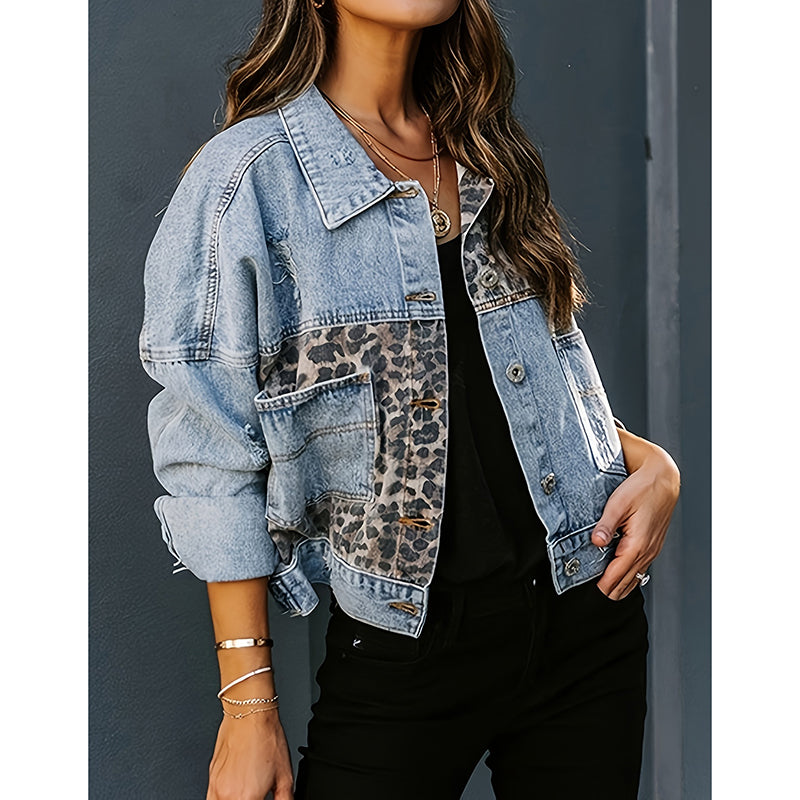 Chaqueta de mezclilla corta y desgastada para mujer – Cierre de botones, estilo urbano