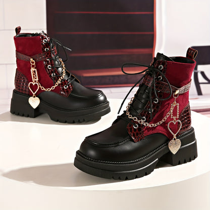 Women’s Chunky Platform Boots – Gothic High Heel Ankle Booties