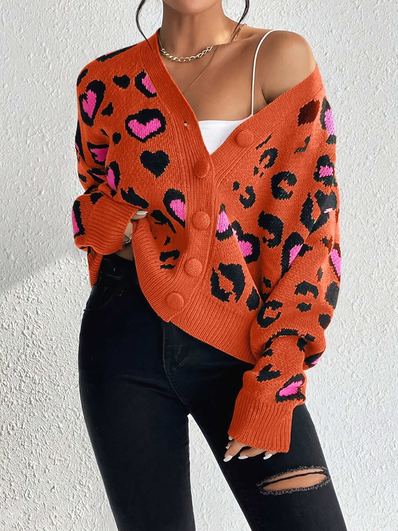 Suéter Jacquard de Leopardo – Tejido Informal Elegante para Mujer Primavera/Otoño