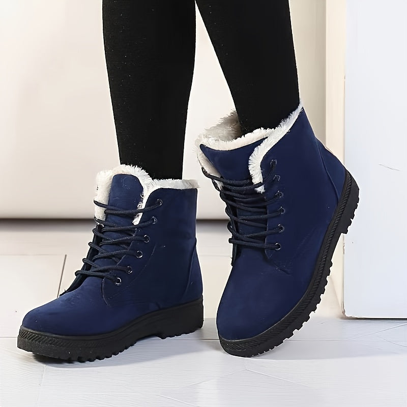 Women’s Warm Ankle Boots – Lightweight Lace-Up Platform Winter Footwear
