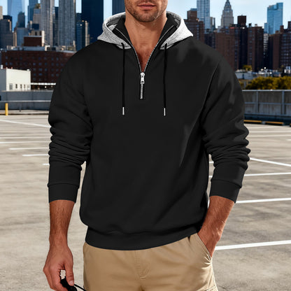 Sudadera con capucha de cuello alto para hombre – Sudadera informal de lujo para viajeros