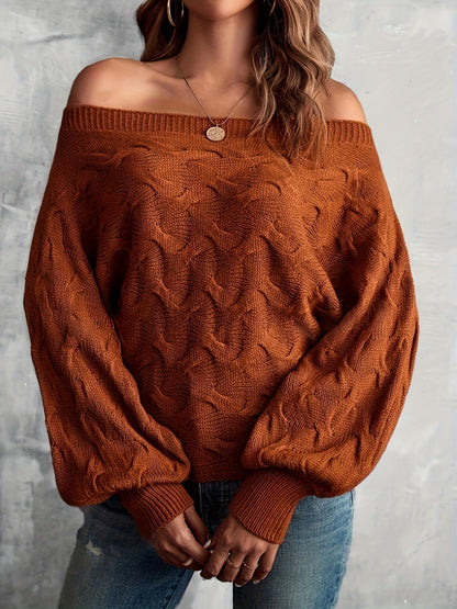 Women’s Off-Shoulder Batwing Sweater – Relaxed All-Season Knit