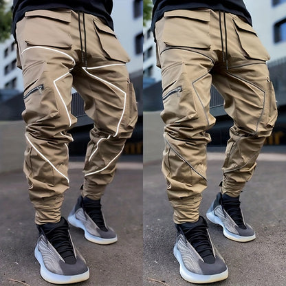 Men’s Reflective Cargo Pants – Loose-Fit Multi-Pocket Sports Trousers