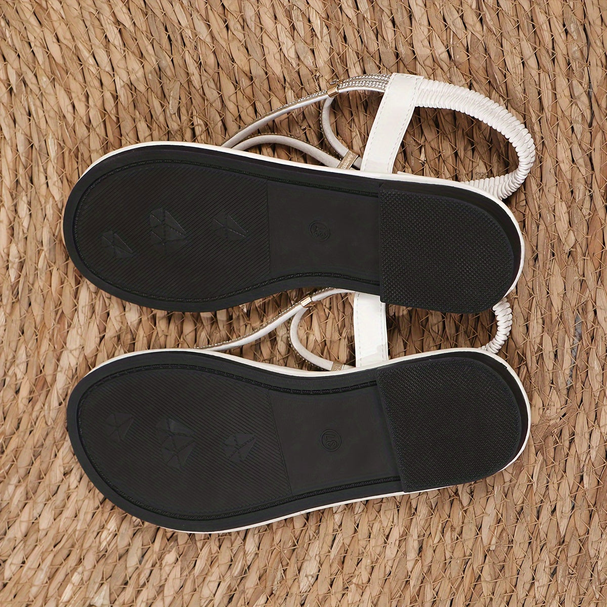 Sandales Plates Fée Strass – Chaussures d'Été de Plage à Brides Croisées