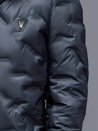 Men’s Windproof Hooded Jacket – Full-Zip Outdoor Winter Coat