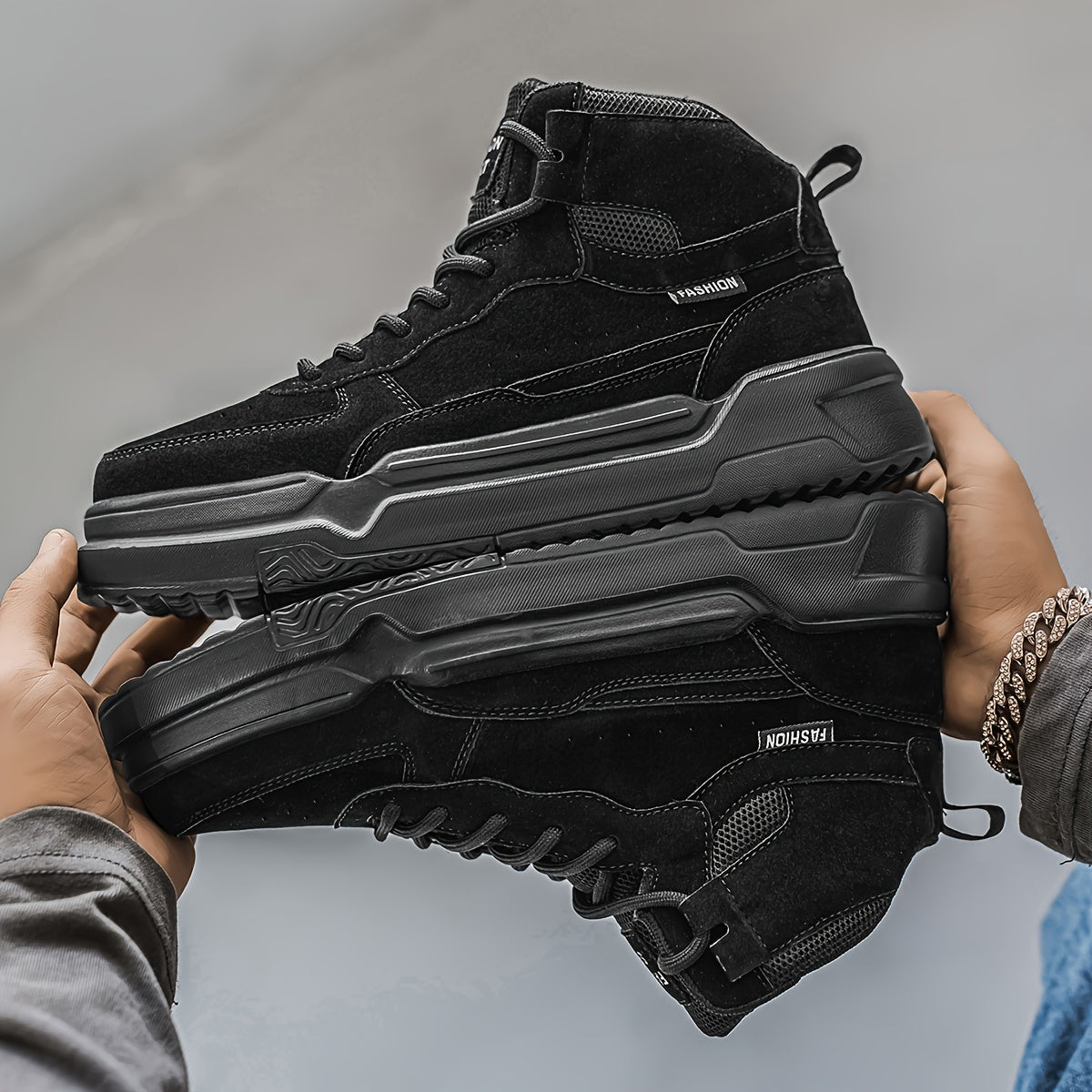 Baskets montantes homme – Chaussures de sport urbaines à lacets