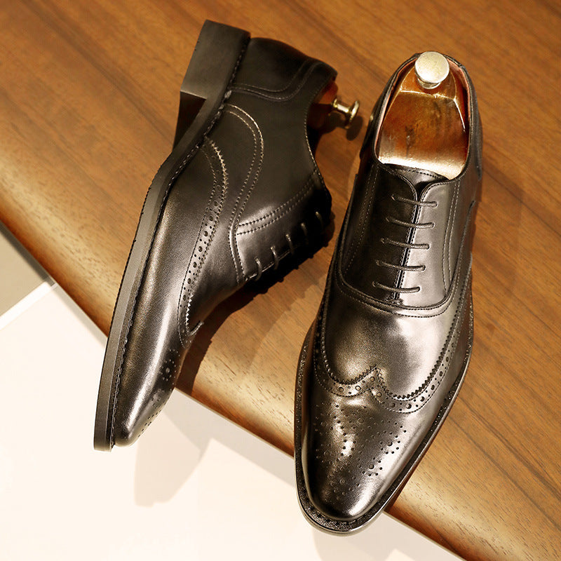 Loom & Soul™ Men’s Genuine Leather Oxford Shoes – Non-Slip Rubber Sole Dress Shoes for Business & Formal Wear