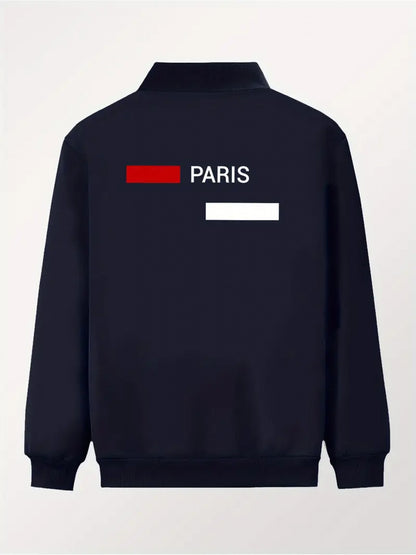 Veste imprimée à col baseball pour homme – Manteau de travail zippé style streetwear décontracté