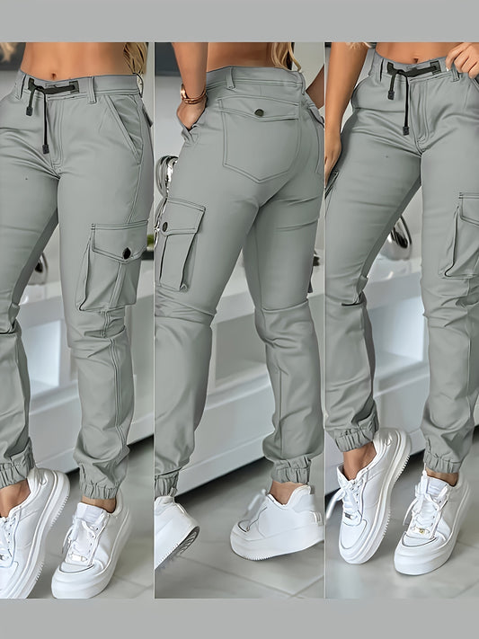 Women’s High-Waisted Cargo Pants – Elegant All-Season Work Trousers