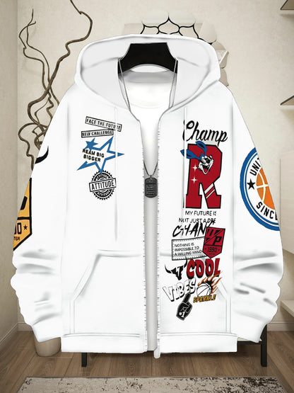 Loom & Soul Men’s Lightweight Zip Hoodie – Sporty Graphic Outdoor Jacket