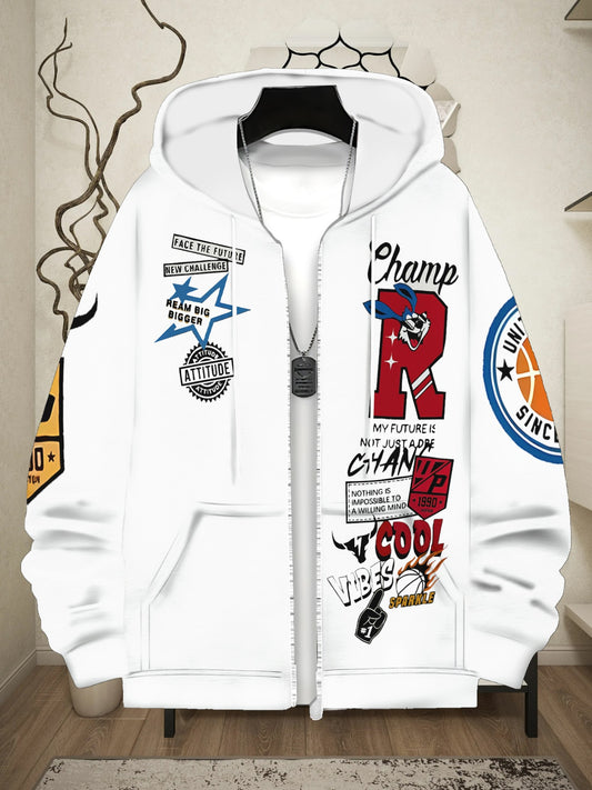 Loom & Soul Men’s Lightweight Zip Hoodie – Sporty Graphic Outdoor Jacket