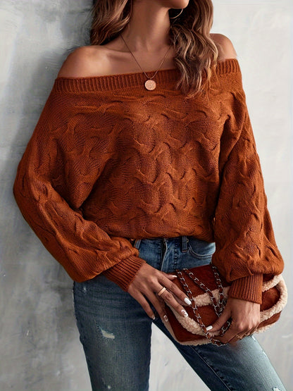 Women’s Off-Shoulder Batwing Sweater – Relaxed All-Season Knit
