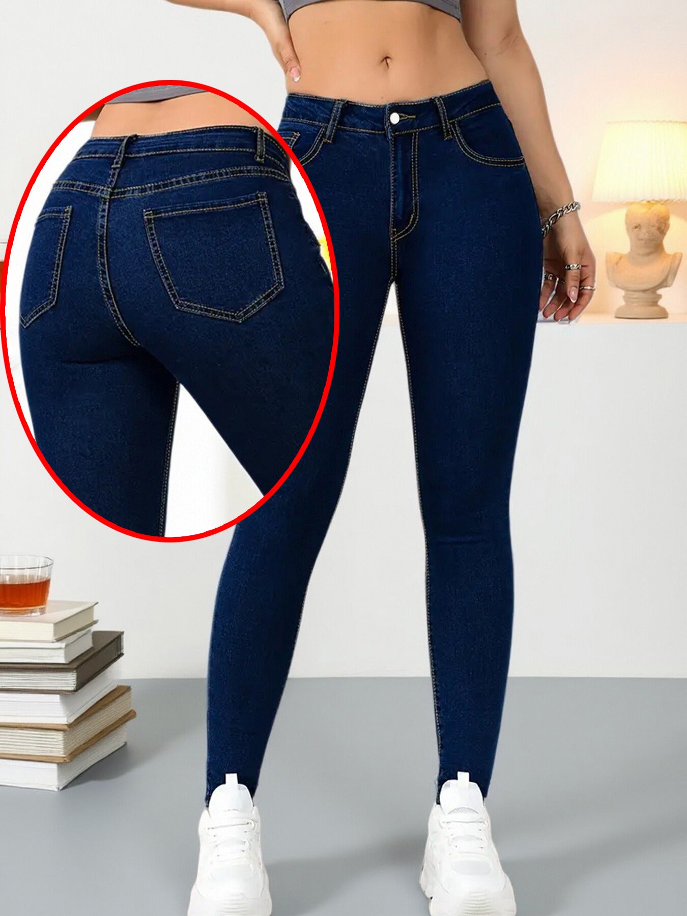 Vaqueros pitillo de mujer de tiro alto – Vaqueros elásticos estilo lápiz