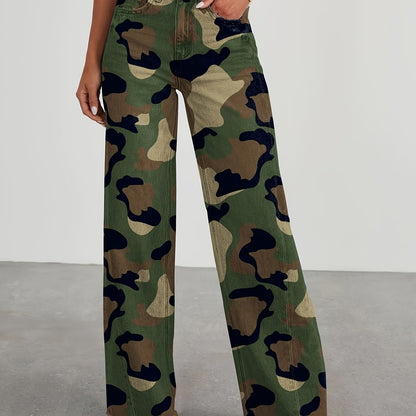 Women’s High-Waist Wide-Leg Jeans – Casual Stretch Baggy Denim