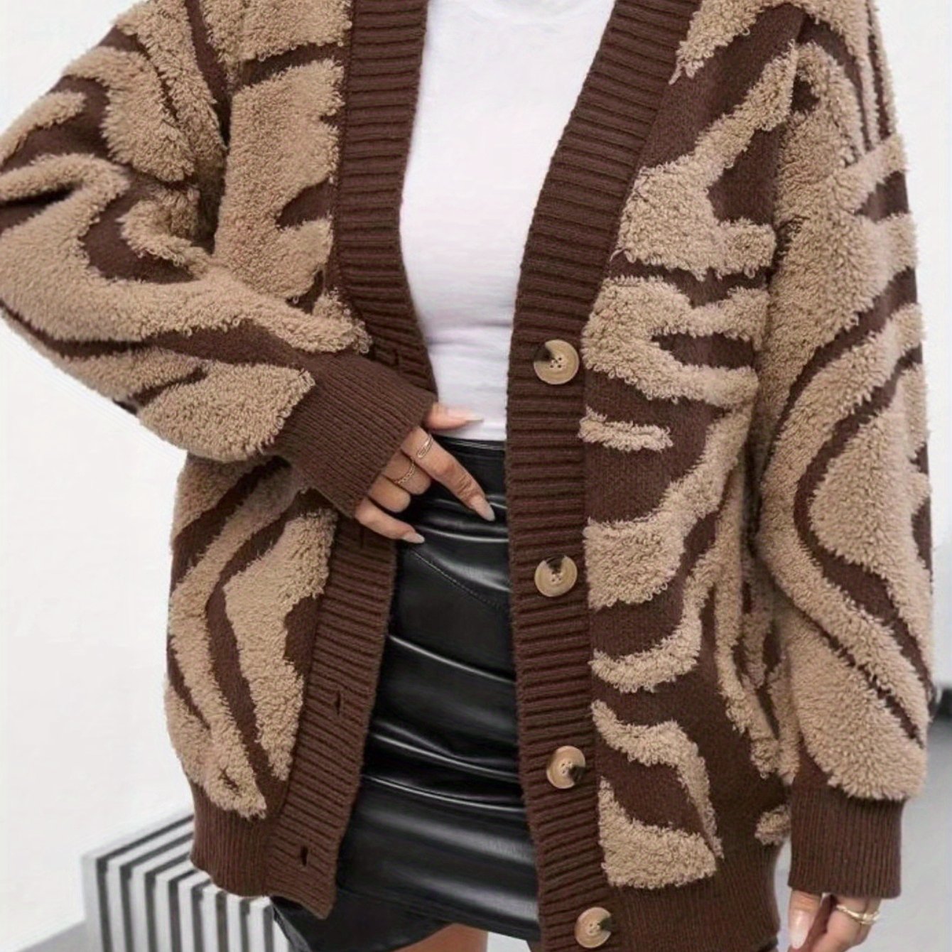Oversized Leopard Cardigan – Button Front Cozy Knit