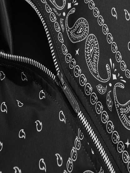 Men’s Paisley Bomber Jacket – Vintage Stand Collar Casual Outerwear