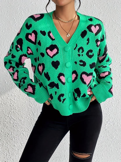 Suéter Jacquard de Leopardo – Tejido Informal Elegante para Mujer Primavera/Otoño