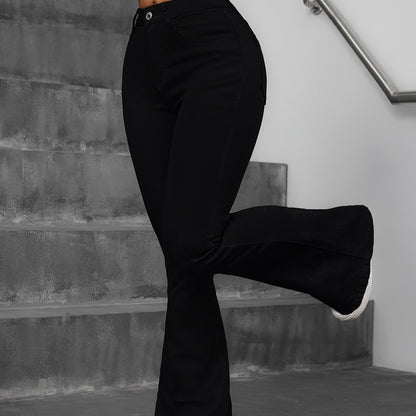 Jean flare taille haute stretch – Jean skinny sculptant preppy