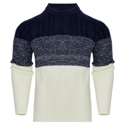 Suéter de punto trenzado a bloques de color para hombre – Jersey de manga larga