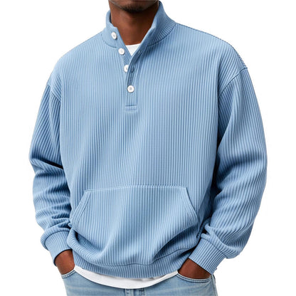 Sweat-shirt homme col roulé uni – Polo décontracté à manches longues