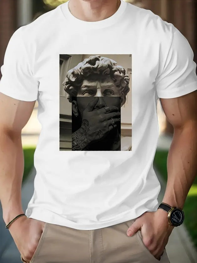 T-shirt rétro en coton pour homme – Tee-shirt décontracté à manches courtes