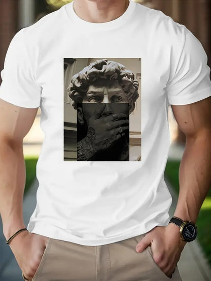 T-shirt rétro en coton pour homme – Tee-shirt décontracté à manches courtes