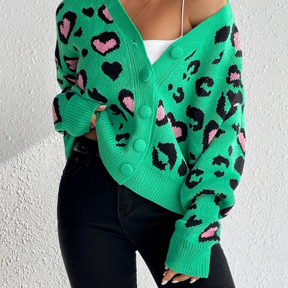 Suéter Jacquard de Leopardo – Tejido Informal Elegante para Mujer Primavera/Otoño